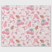 ピンクのクリスマスシームレス ラッピングペーパー (フラット)