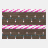 ピンクのクリスマスシーン ラッピングペーパーシート (正面2)