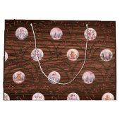 ピンクのクリスマスシーン ラージペーパーバッグ (裏面)