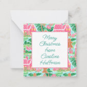 ピンクのクリスマスジンジャーブレッドギフトエンクロージャー ノートカード (正面)