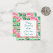 ピンクのクリスマスジンジャーブレッドギフトエンクロージャー ノートカード (正面/裏面インサイチュ)