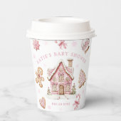 ピンクのクリスマスジンジャーブレッドクッキー赤ちゃんシャワーガール 紙コップ (裏面)