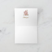 ピンクのクリスマスジンジャーブレッドベイビーシャワー サンキューカード (内部)