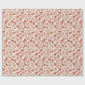 ピンクのクリスマスジンジャーブレッドマン ラッピングペーパー (フラット)