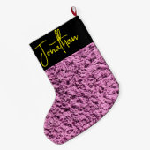 ピンクのクリスマスストッキングパーソナライズされた – 大サイズ! ラージクリスマスストッキング (裏面 (吊り時))