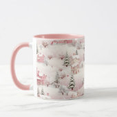 ピンクのクリスマススノーシーン マグカップ (左)