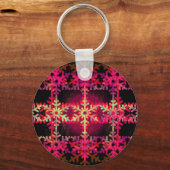 ピンクのクリスマススノーフレークパターン キーホルダー (正面)