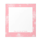 ピンクのクリスマススノーフレークメモ帳 ノートパッド (正面)