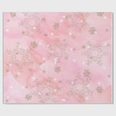 ピンクのクリスマススノーフレークBohoパターン ラッピングペーパー (フラット)
