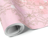 ピンクのクリスマススノーフレークBohoパターン ラッピングペーパー (ロールコーナー)