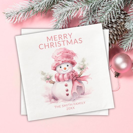 ピンクのクリスマススノーマンパーティー
