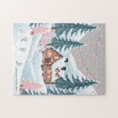 ピンクのクリスマスタウン ジグソーパズル (横)