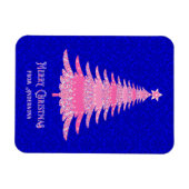 ピンクのクリスマスツリパーソナライズされたーの輝きモダン マグネット (横)