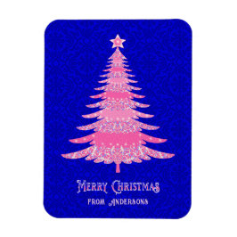 ピンクのクリスマスツリパーソナライズされたーの輝きモダン マグネット