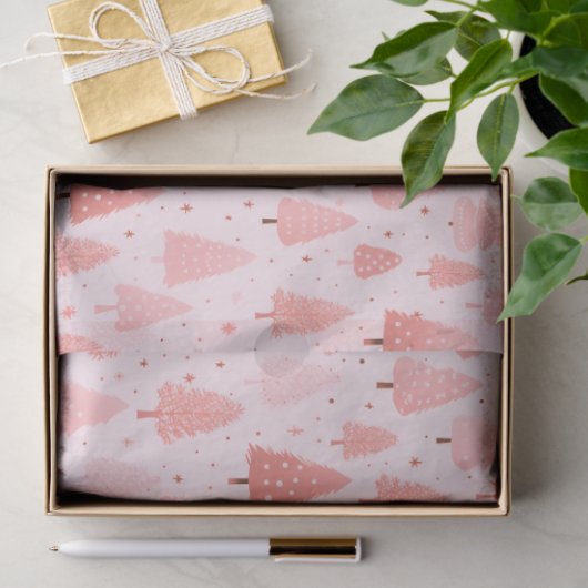 ピンクのクリスマスツリーがクリスマスを飾る 薄葉紙 (ギフト)