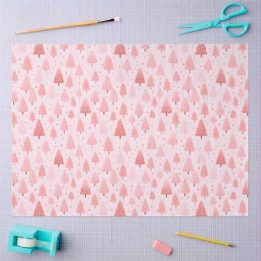 ピンクのクリスマスツリーがクリスマスを飾る 薄葉紙 (クラフト)