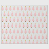 ピンクのクリスマスツリーとゴールデンスター、並んで ラッピングペーパー (フラット)