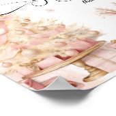 ピンクのクリスマスツリーとベビーの鹿のカードとギフト ポスター (角)