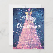 ピンクのクリスマスツリーとライトきらめく休日 シーズンカード (正面)