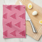 ピンクのクリスマスツリーのキッチンタオル キッチンタオル (四つ折り)