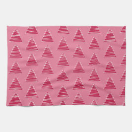 ピンクのクリスマスツリーのキッチンタオル キッチンタオル