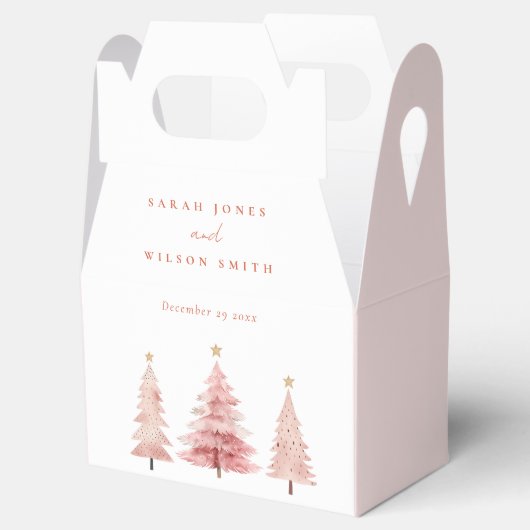 ピンクのクリスマスツリーのクリスマスパーティーのお気に入りボックス フェイバーボックス (オープン)