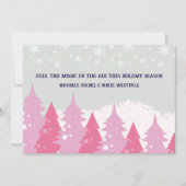 ピンクのクリスマスツリーのホリデーカード シーズンカード (正面)