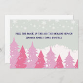 ピンクのクリスマスツリーのホリデーカード シーズンカード (正面/裏面)