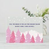 ピンクのクリスマスツリーのホリデーカード シーズンカード (スタンド正面)