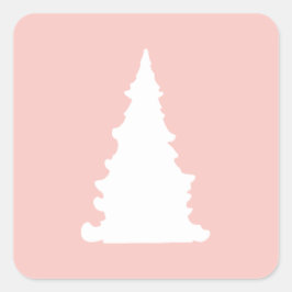 ピンクのクリスマスツリーのミニマルなシルエット スクエアシール