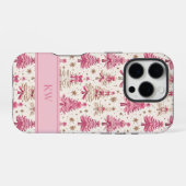 ピンクのクリスマスツリーのモノグラム入りスマホケース iPhoneケース (裏面横)