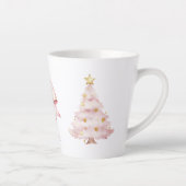 ピンクのクリスマスツリーのリボン カフェラテマグ (右)