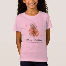 ピンクのクリスマスツリーの子供服Tシャツ Tシャツ
