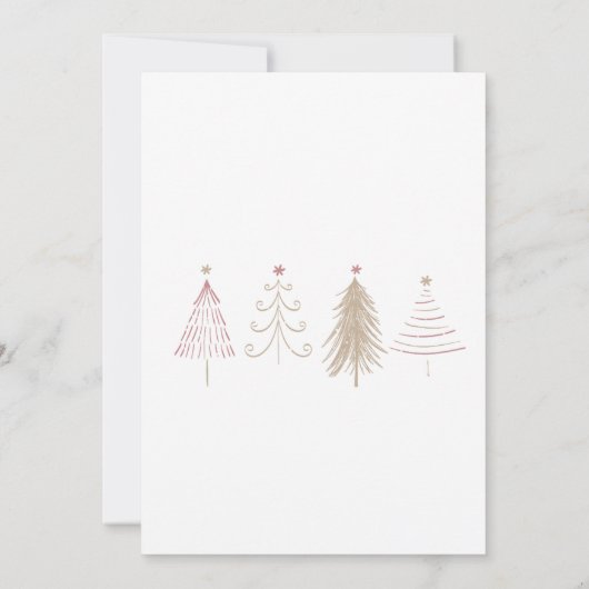 ピンクのクリスマスツリーウィンターパインズベビーシャワー 招待状 (裏面)