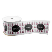 ピンクのクリスマスツリーカスタムビジネス会社のロゴ サテンリボン (リール)