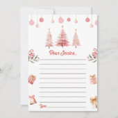 ピンクのクリスマスツリーカプセルノートメッセージカード サンキューカード (正面)