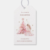 ピンクのクリスマスツリーガール ギフトタグ (正面)