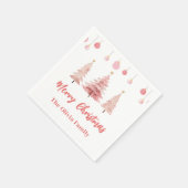 ピンクのクリスマスツリークリスマスパーティー スタンダードカクテルナプキン (角)