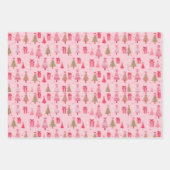 ピンクのクリスマスツリークリスマス ラッピングペーパーシート (正面2)