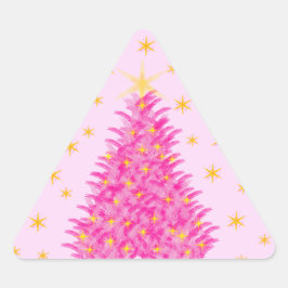 ピンクのクリスマスツリースター 三角形シール