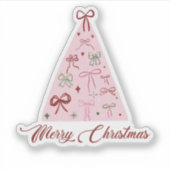 ピンクのクリスマスツリーステッカー シール (正面)