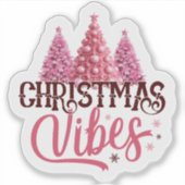 ピンクのクリスマスツリーステッカー シール (正面)
