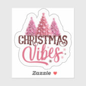 ピンクのクリスマスツリーステッカー シール (シート)
