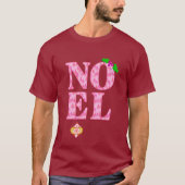 ピンクのクリスマスツリーパターンのNOEL Tシャツ (正面)