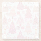 ピンクのクリスマスツリーパターン ガラスコースター (裏面)