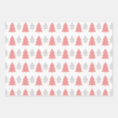 ピンクのクリスマスツリーパターン ラッピングペーパーシート (正面2)