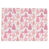 ピンクのクリスマスツリーパターン ラージペーパーバッグ (裏面)