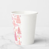 ピンクのクリスマスツリーパターン 紙コップ (左)
