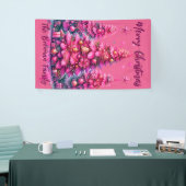 ピンクのクリスマスツリーパーソナライズされたファミリー 横断幕 (トレードショー)