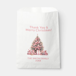 ピンクのクリスマスツリーパーティー フェイバーバッグ